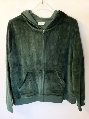 NWOT Pact Organic Pure Velour Full Zip Hoodie - Green - XL
